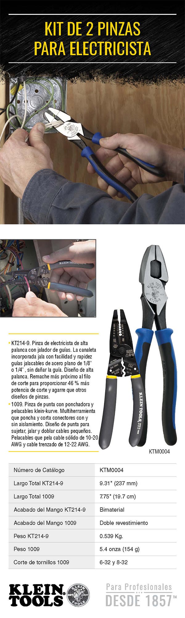 Pinzas para Electricista Klein Tools